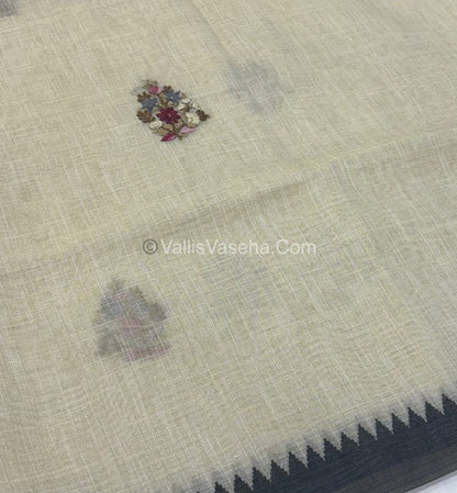 French Knot - Tissue Saree - Cream With Grey Shade - VVLFN007