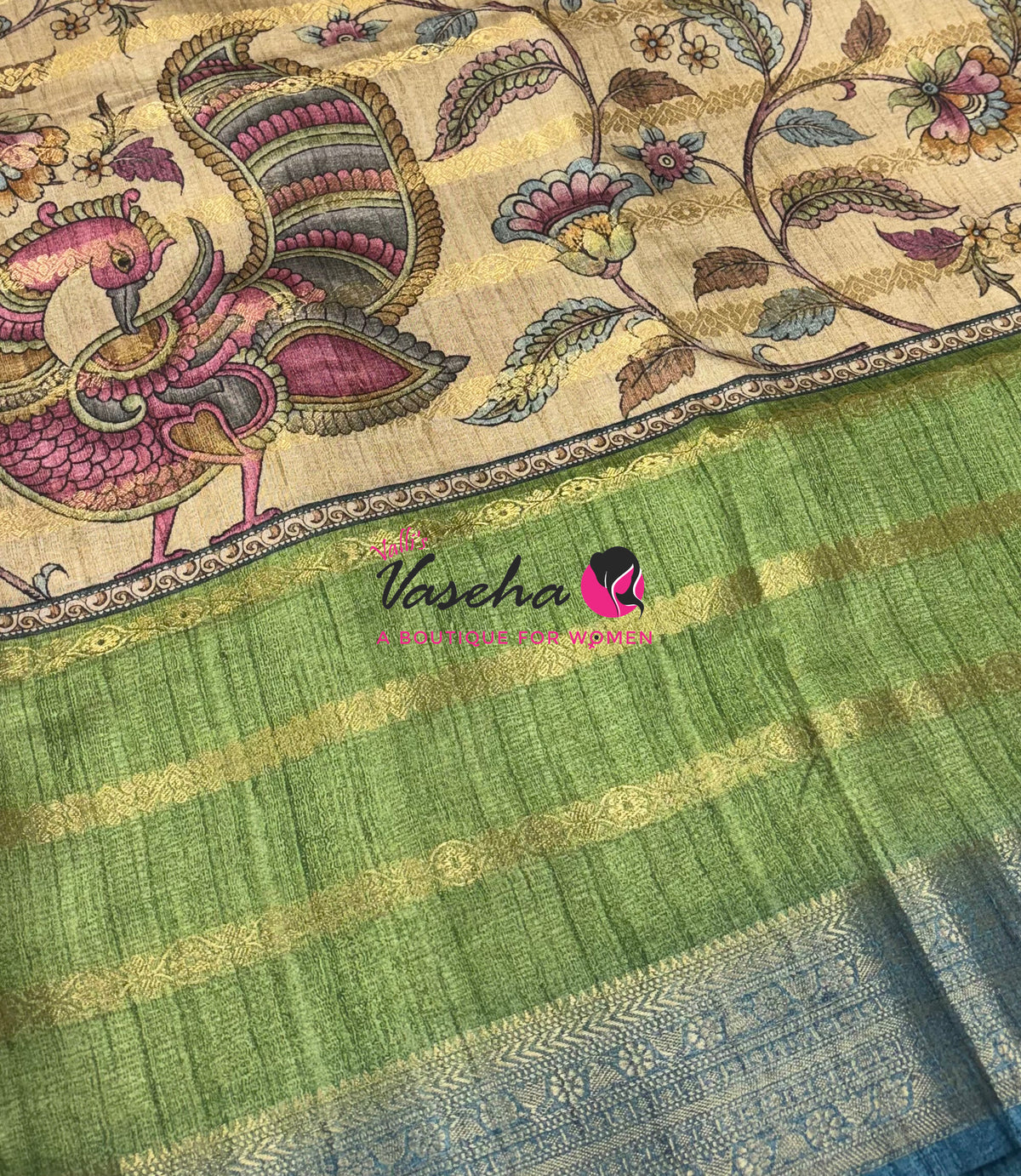 Semi Art Silk Saree - Green & Blue Shade - VVSAT003