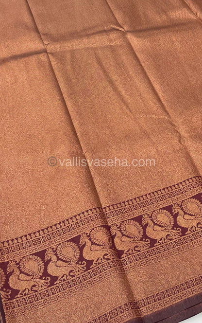 Semi Silk Saree - Kanchi Semi Silk Style - Peacock Border - VVSSS006