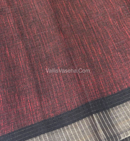 Light Weight Fancy Mixed Kota Cotton - Floral Design Printed Saree - Black Shade - VVKPC002