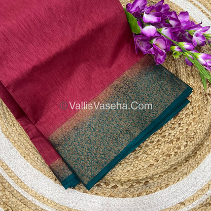 Bamboo Silk Saree - Pink with  Blue Shade - VVBSS010