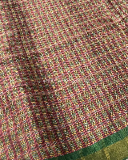 Semi Gicha Tussar Silk Saree - checks pattern - VVSGT001