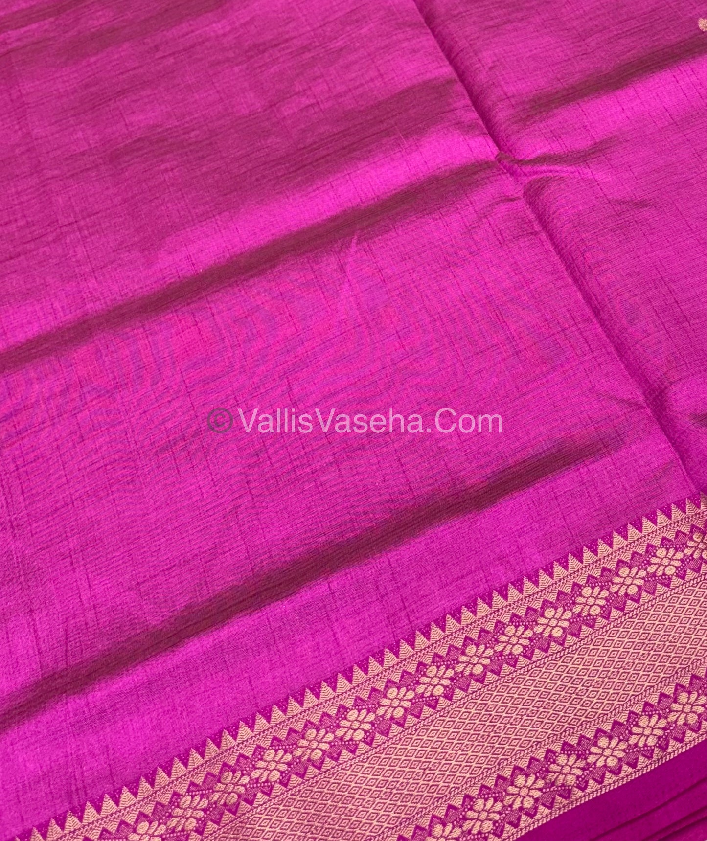 Semi Tussar Silk - Grand Pallu  - Rani Pink Shade - VVSTS017