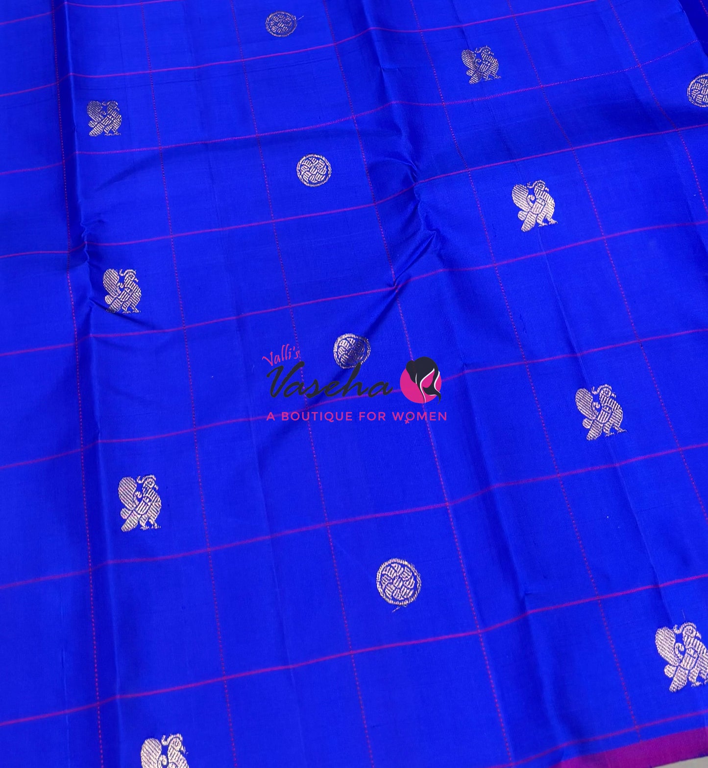 Pure Kanchipuram Silk Saree - Blue & Pink Combo - VVPS020