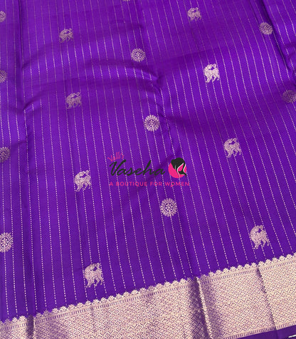 Pure Kanchipuram Silk Saree - Vairavoosi Design  - Purple Shade  - VVPS087