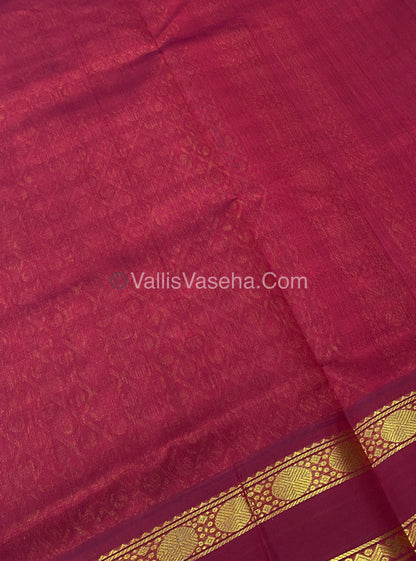 Pure Korvai Silk Cotton With Retta Petta Border - White & Black kattam pattern with Maroon - VVKSC003