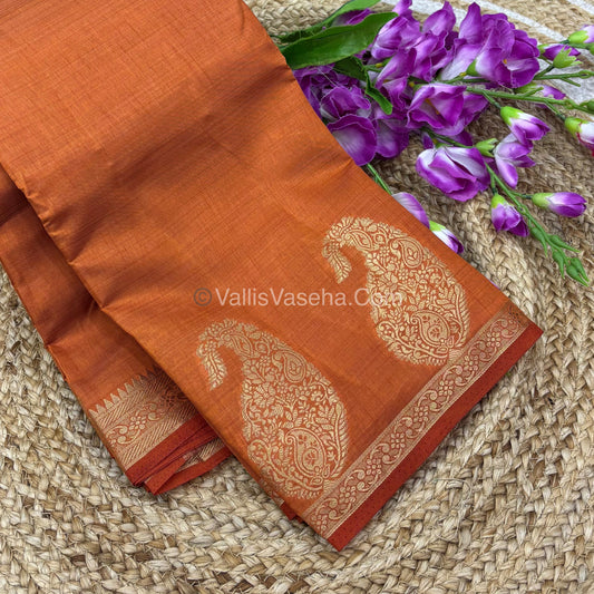 Semi Tussar Silk - Small Mango - Rust Orange Shade - VVSTS002