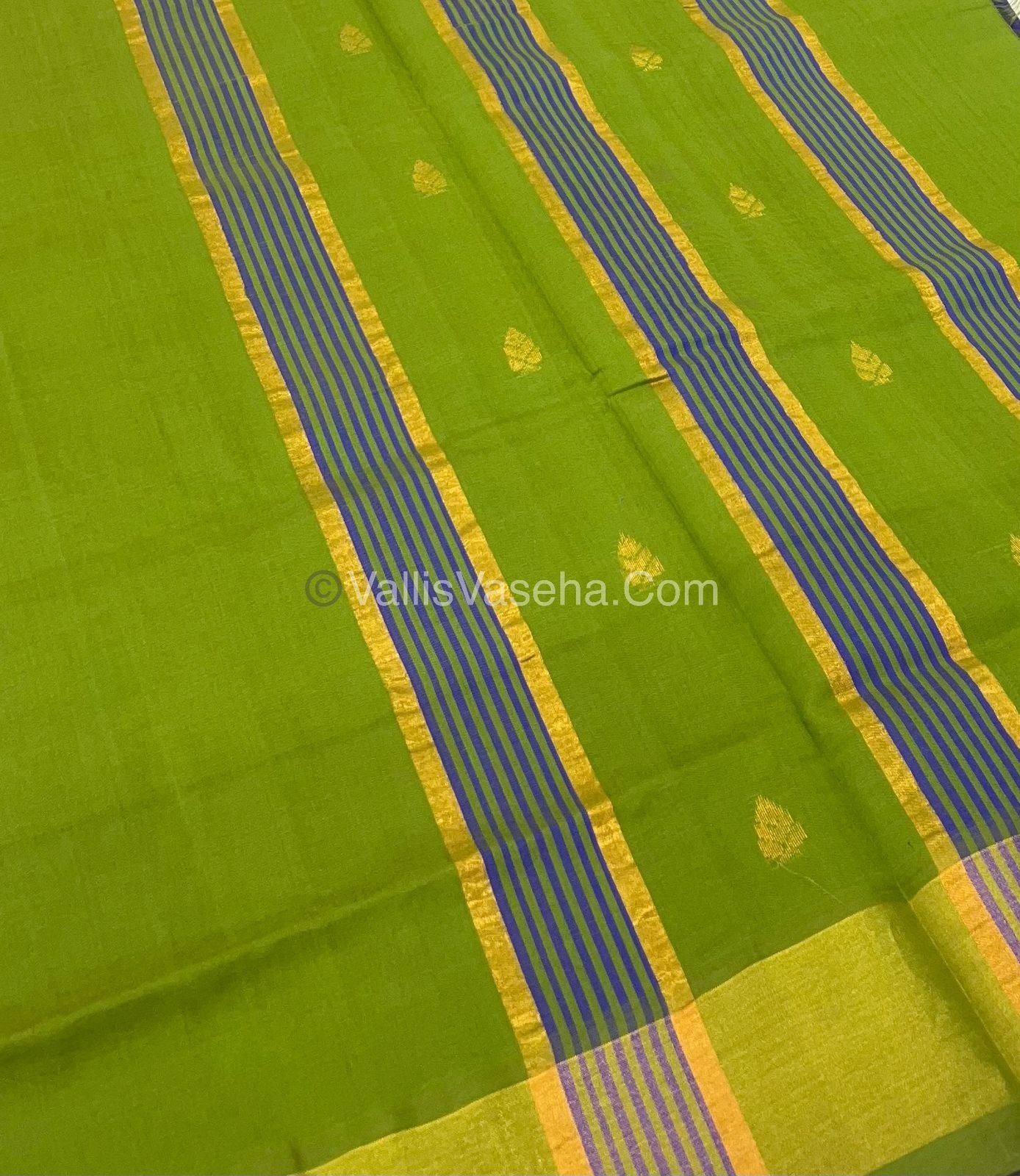 Semi Silk Cotton Saree -  Blue & Green Combo - VVSSC001