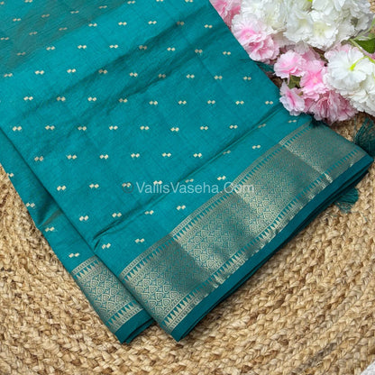 Semi Tussar Silk - Grand Pallu  - Ramar Blue Shade - VVSTS020