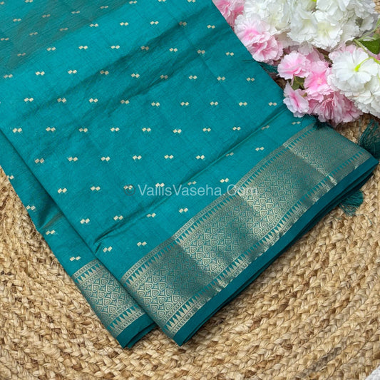 Semi Tussar Silk - Grand Pallu  - Ramar Blue Shade - VVSTS020