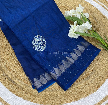 Casual Wear Sarees - Semi Binny / Semi Dola Silk - Blue Shade - VVSDS004