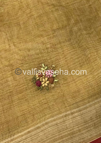 French Knot - Tissue Saree -Venthaya Yellow Shade - VVLFN001