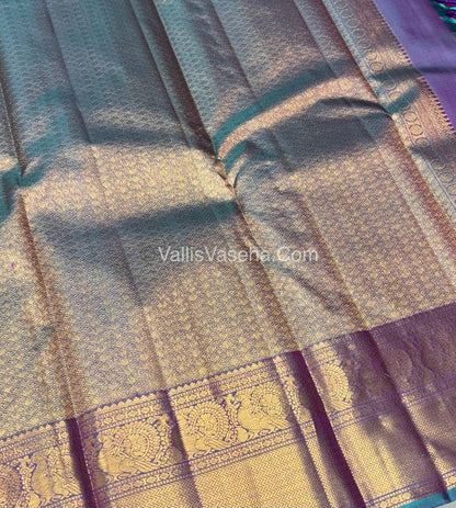 Pure Kanchipuram Silk Saree - Vaira Voosi design - Purple & Dual Tone Blue Shade - VVPS027