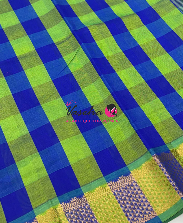 Semi Silk Cotton Saree |  Pazhum Pazhamum Checks Design |VVSSC018