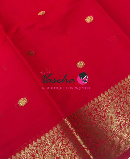 Banarasi Semi Soft Silk - Red Shade - VVBSS017