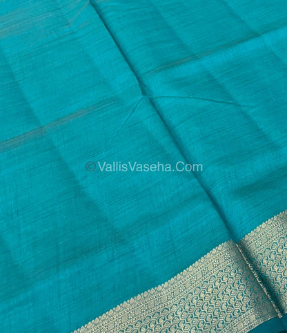 Semi Tussar Silk - Grand Pallu  - Ramar Blue Shade - VVSTS021