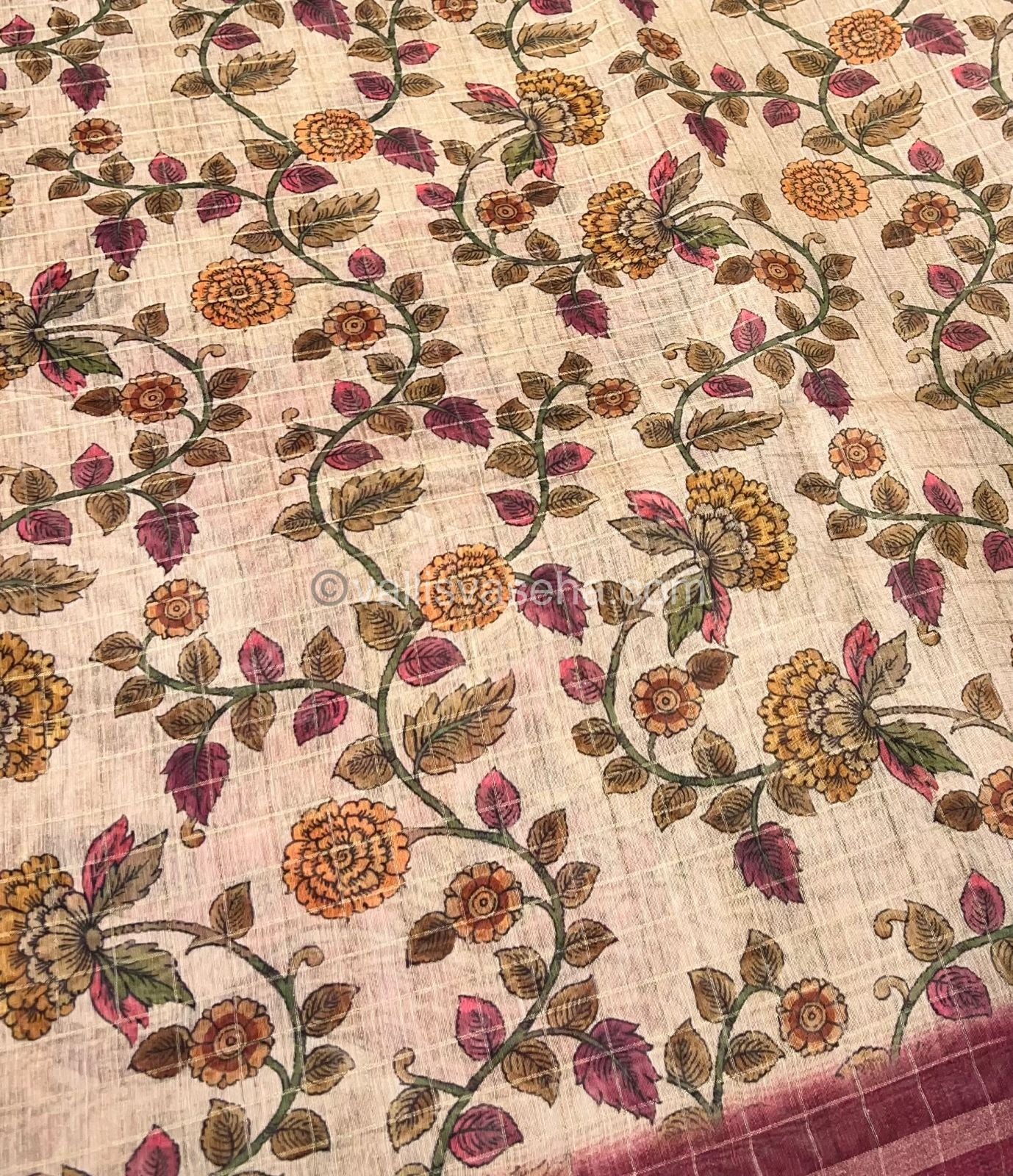 Semi Chanderi Saree - checks pattern - VVSCS002