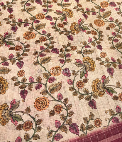 Semi Chanderi Saree - checks pattern - VVSCS002