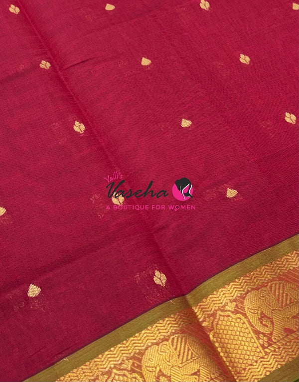 Semi Silk Cotton Saree | Small Leaf Butta Design |VVSSC010