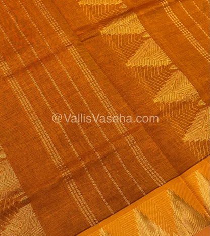 Semi Silk Cotton Saree - Pink with Orangish Yellow Shade - VVSSC002