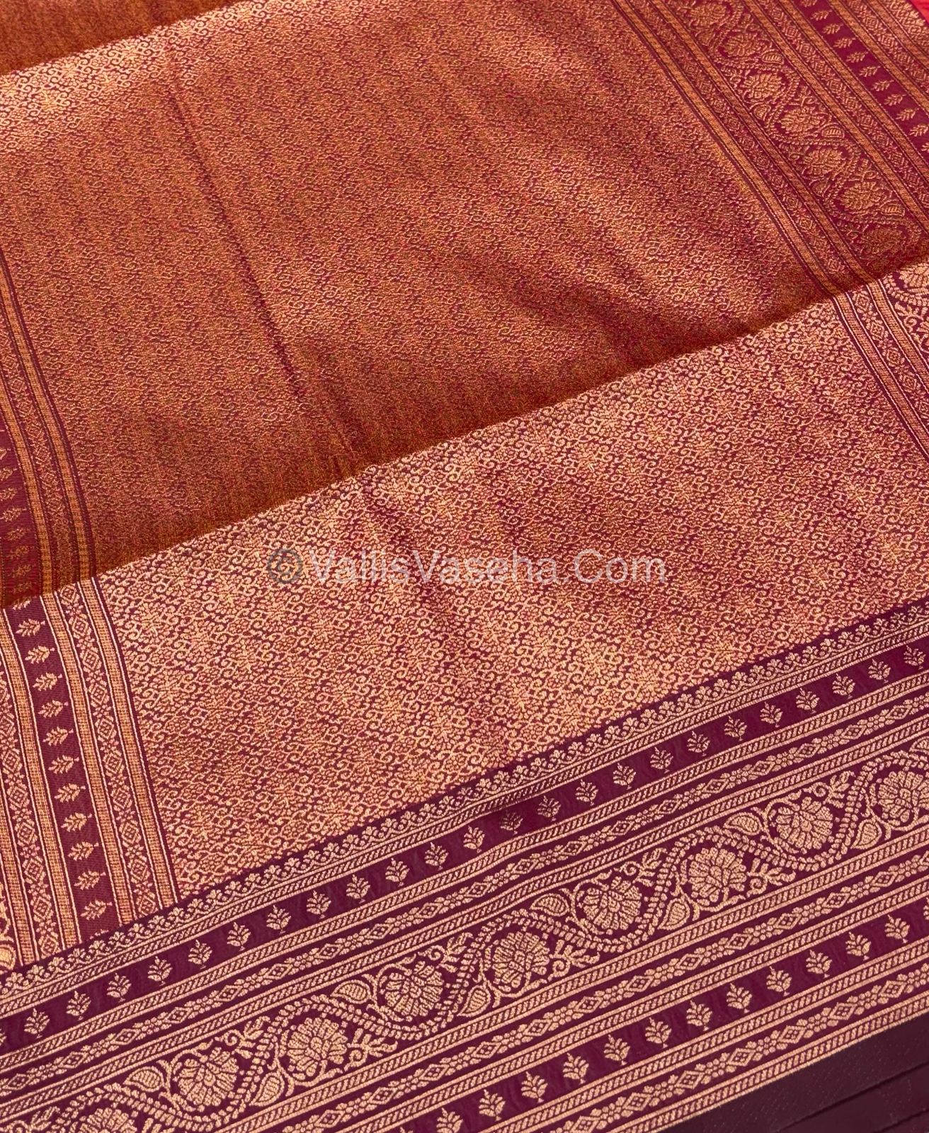 Semi Soft Silk - Peachish Gold With Purplish Pink Shade -VVSSS031 - 3
