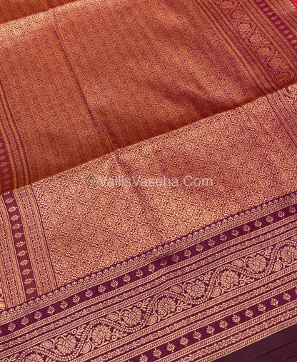 Semi Soft Silk - Peachish Gold With Purplish Pink Shade -VVSSS031 - 3