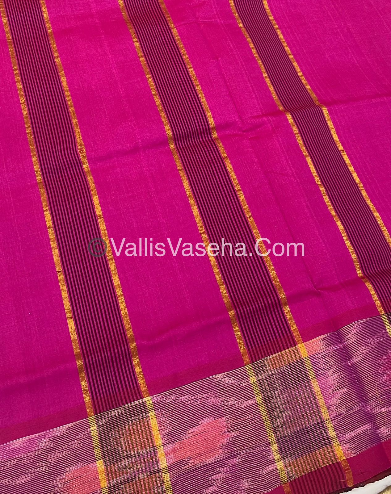 Semi Silk Cotton Saree - Navy Blue &  Pink  - VVSSC001