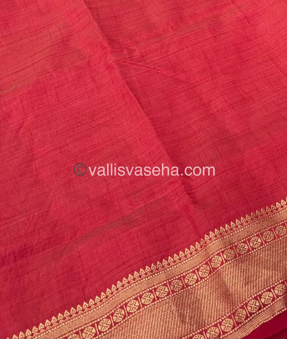 Semi Tussar Silk - Grand Pallu Reddish Pink Shade - VVSTS023