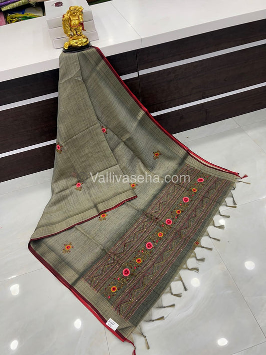 French Knot - Tissue Saree - Grey Shade - VVLFN001