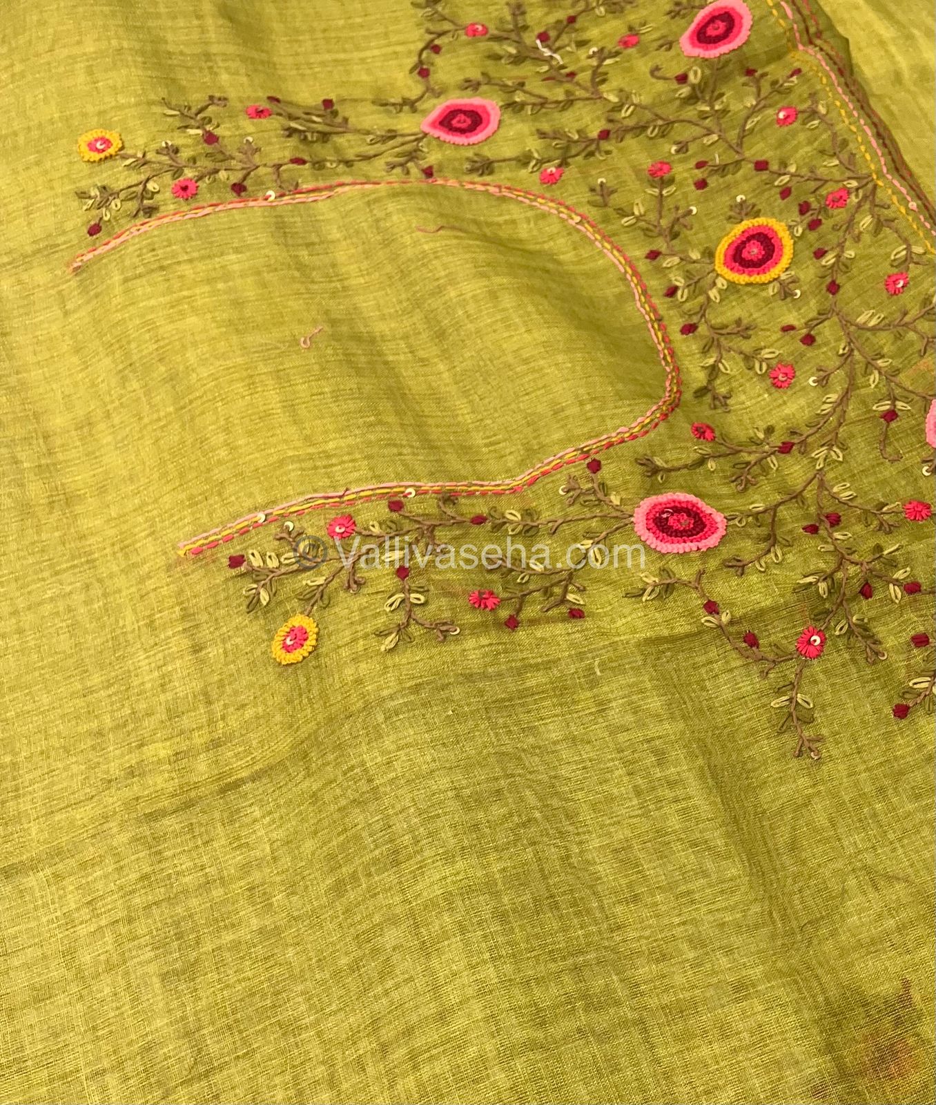 French Knot - Tissue Saree - Green Shade - VVLFN001