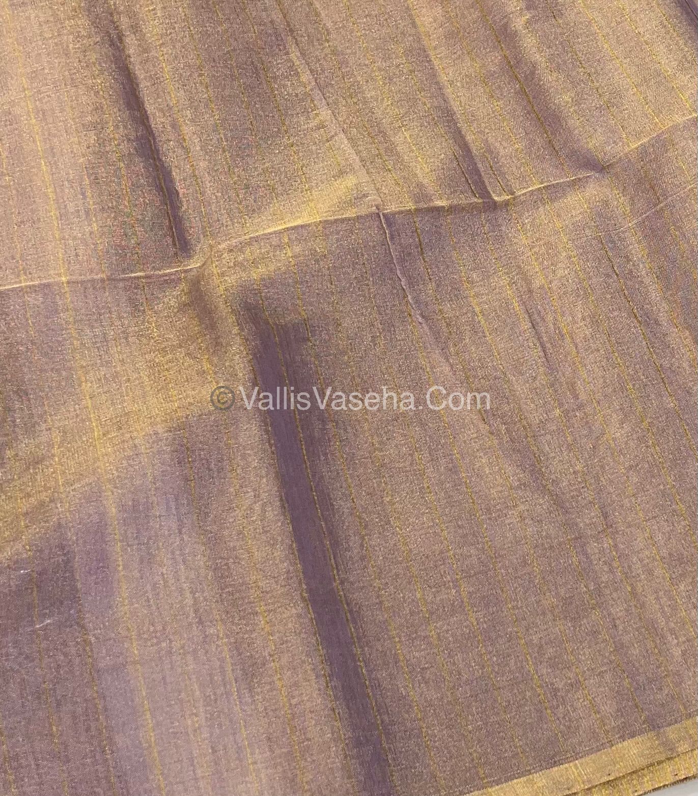Pure Maheshwari Tissue Silk - Triple Tone Light Lavender & Gold Shade - VVMTS001