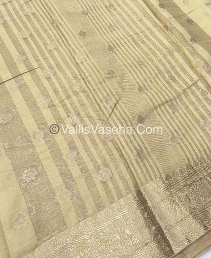 Semi Tussar Silk  - Cream Shade - VVSTS024