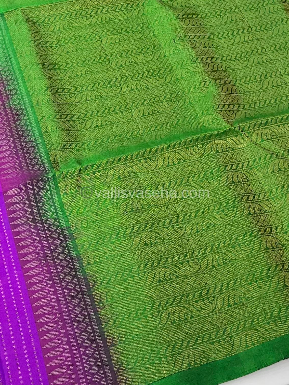 Pure Soft Silk Saree - Vaira Voosi design - Purple With Green Combo - VVPSS016