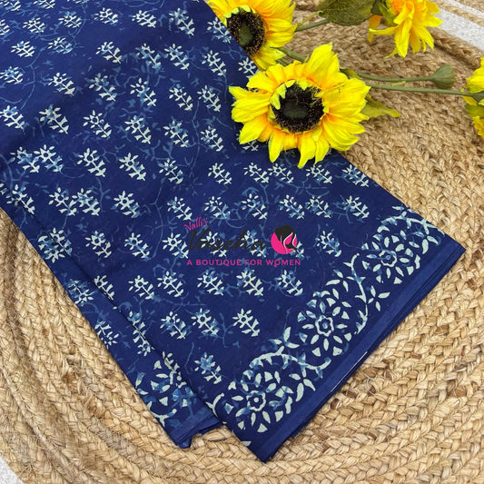 Pure Soft Mul Mul Cotton Sarees - Hand Block Prints - VVMMC009