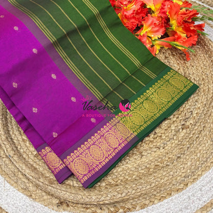 Semi Silk Cotton Saree | Double Leaf Butta Design |VVSSC016