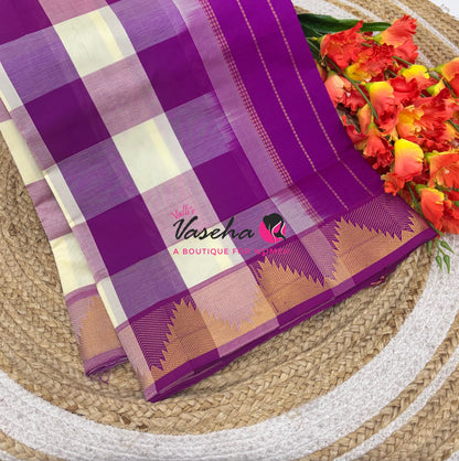 Semi Silk Cotton Saree |Pazhum Pazhamum Checks Design |VVSSC020