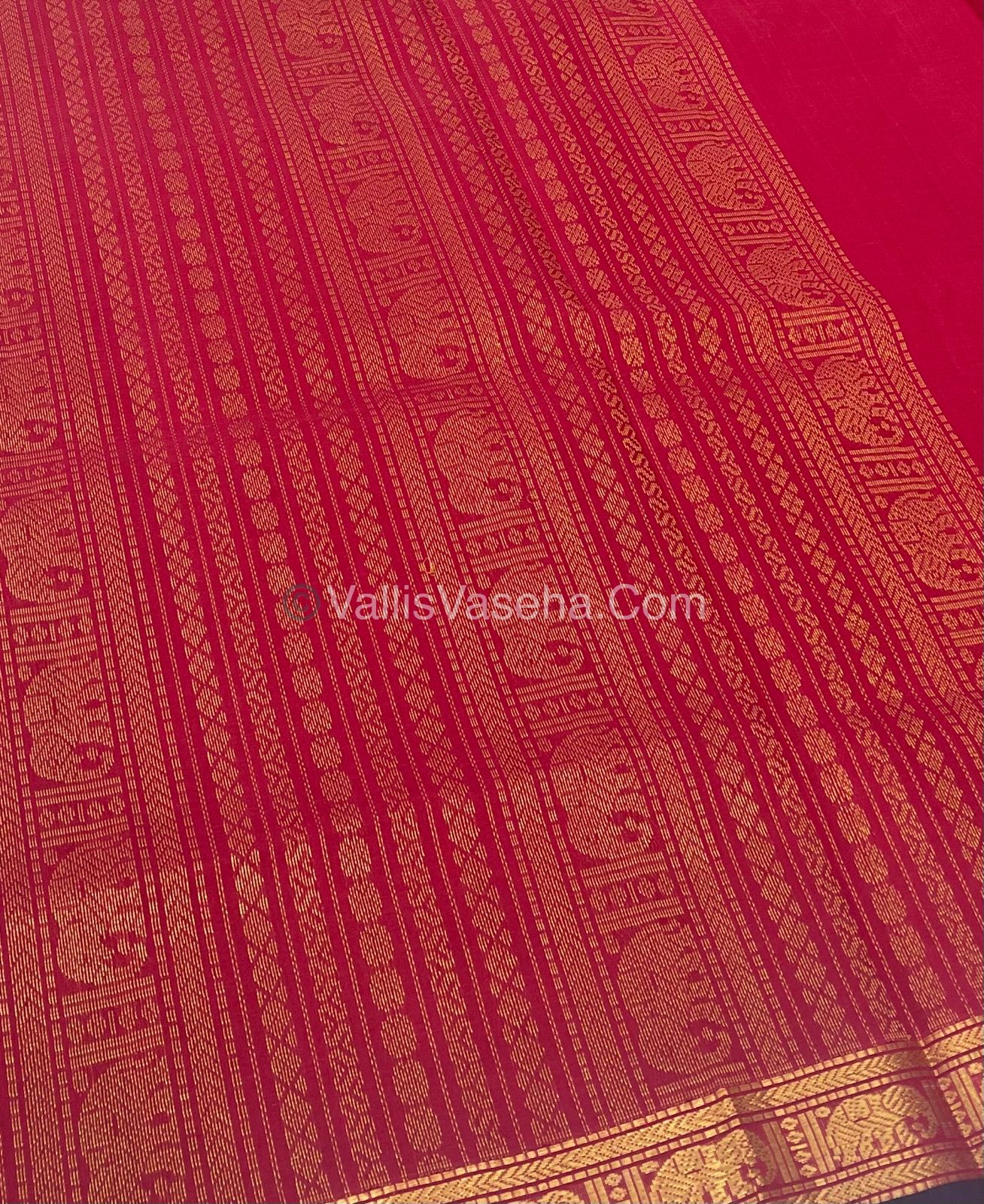 Pure Silk Cotton Saree - Retta Mayil Design - Red shade  - VVRMS001