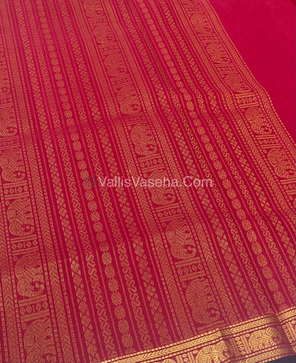 Pure Silk Cotton Saree - Retta Mayil Design - Red shade  - VVRMS001