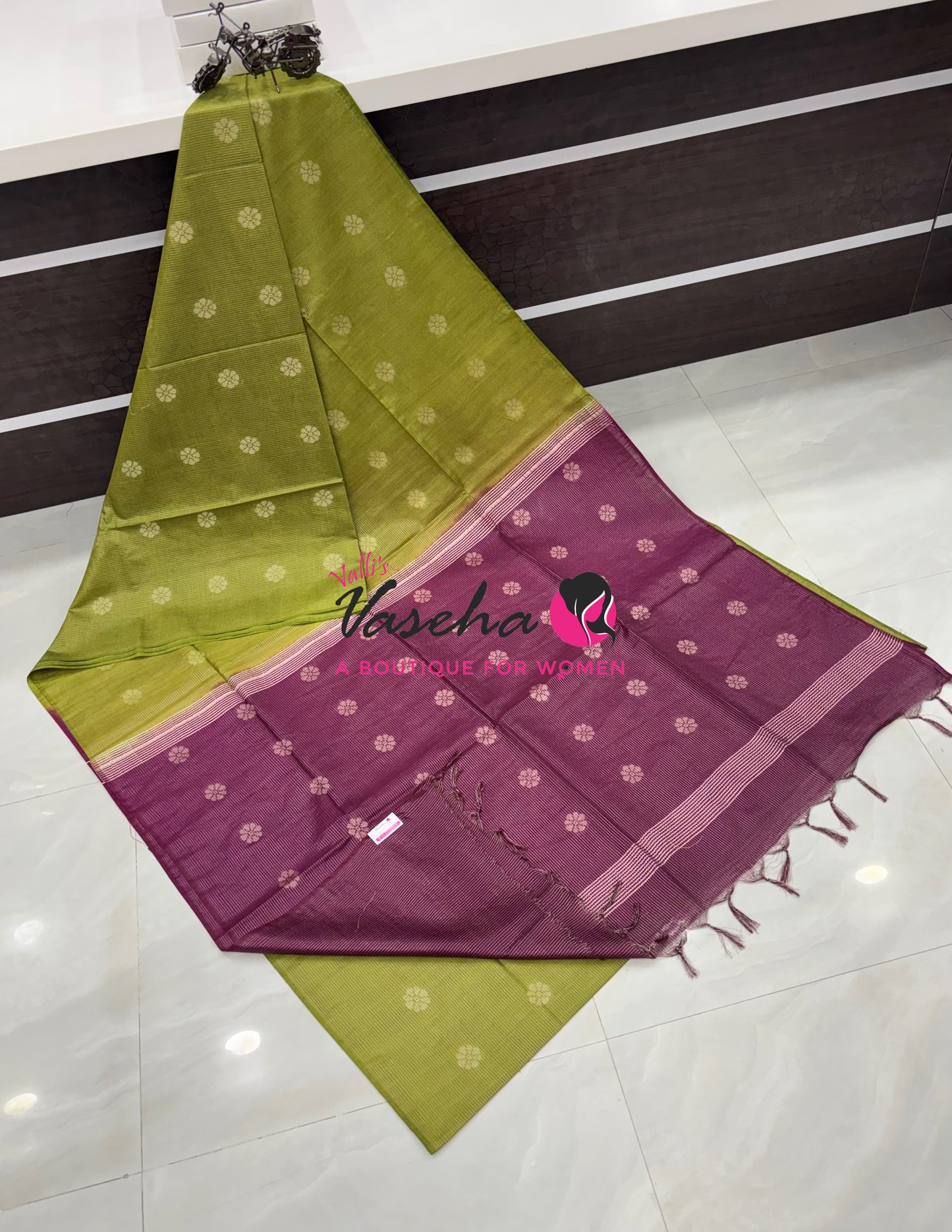 Bhagalpuri Silk - Vaira Voosi Lines - Green & Purple Combo - VVBSV003