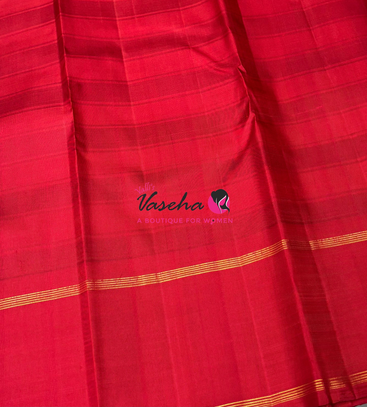 Pure Korvai Kanchipuram Silk Saree - Checks Pattern - Black & White with Red Combo - VVPS015
