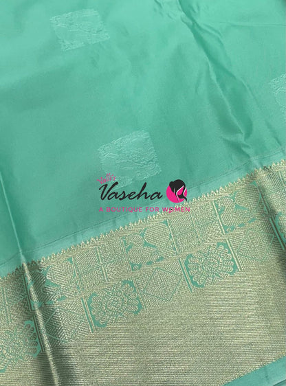 Semi Kanchi Silk  - Pink & Pista Green - VVSKS007