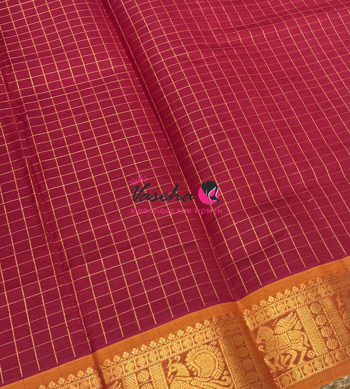 Semi Silk Cotton Saree - Checks Pattern - VVSSC019