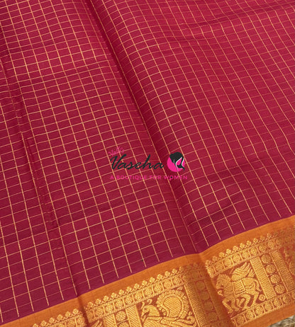 Semi Silk Cotton Saree - Checks Pattern - VVSSC019