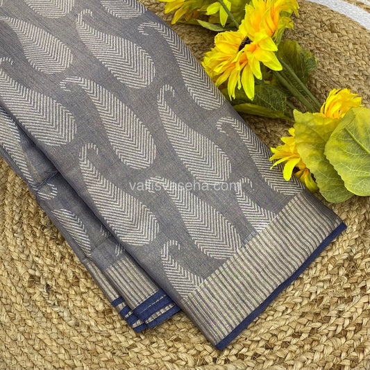 Semi Tussar Silk - Grey Shade - VVSTS001