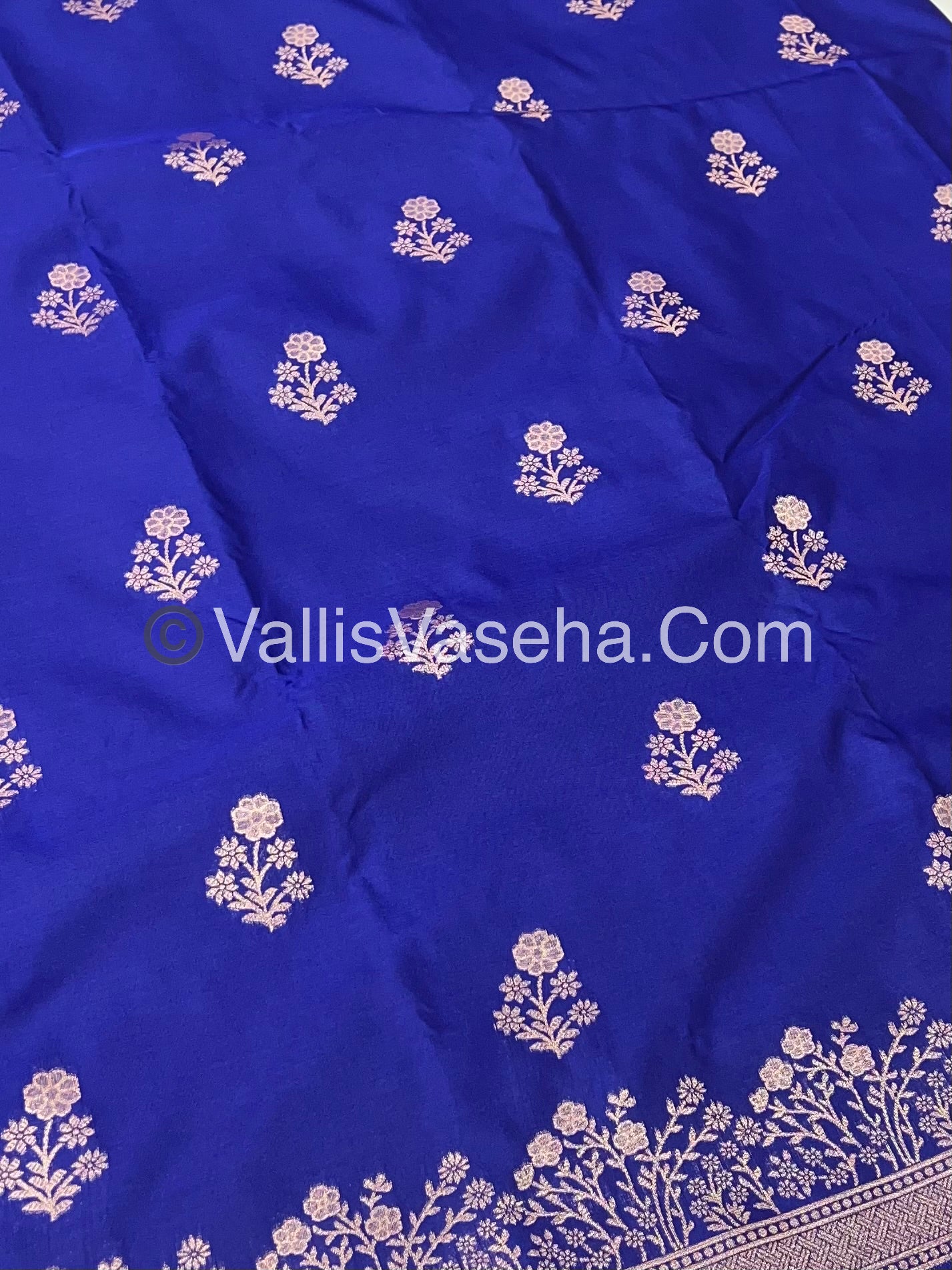 Semi Soft Silk with Border - Blue Shade  -VVSSS013