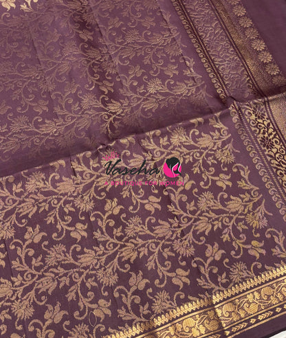 Pure Soft Silk Saree - Chocolate & Brown Shade - VVPSS099