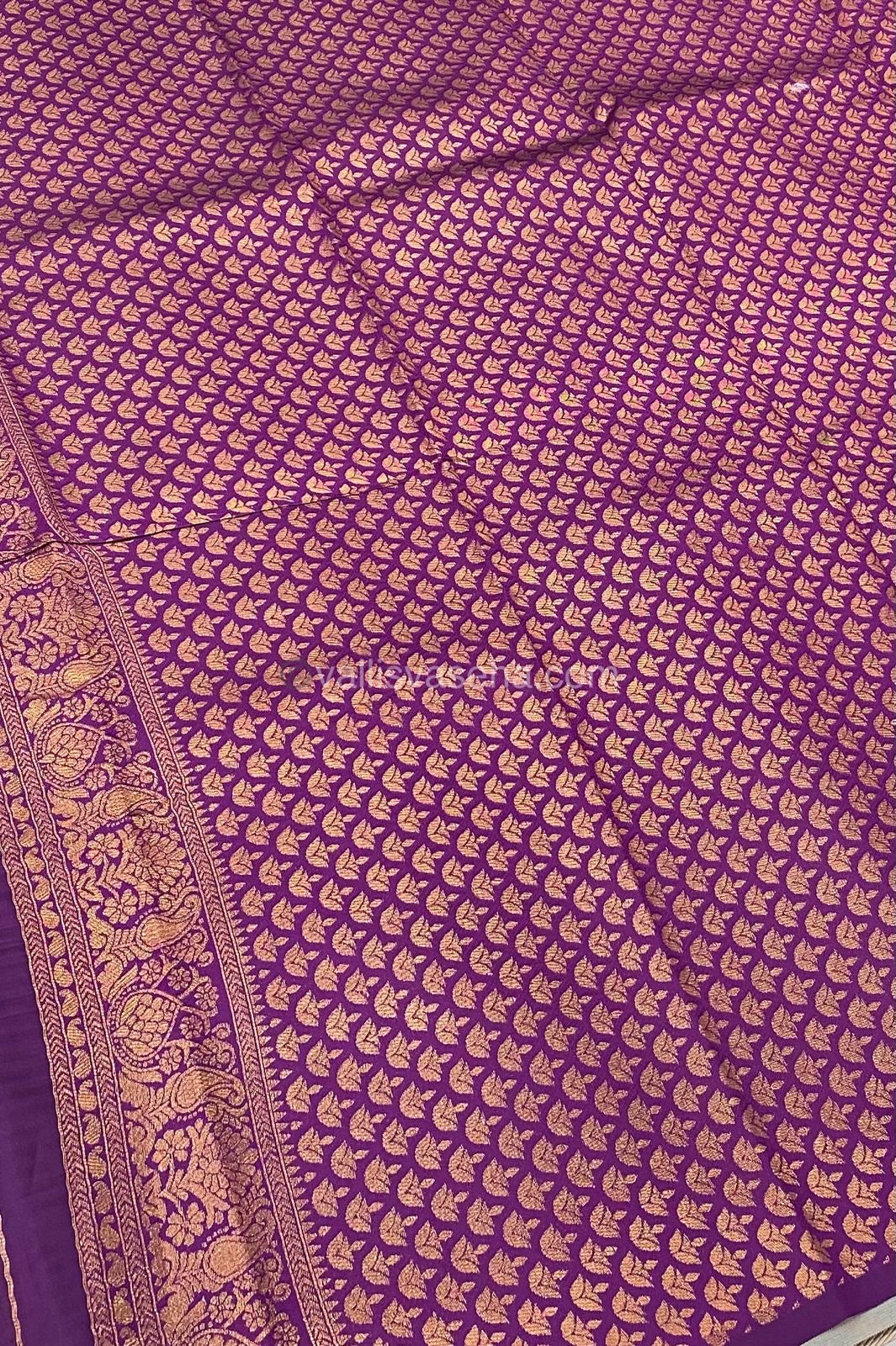 Kanchi Semi Silk - Creamish Grey with Purple - VVKSS001