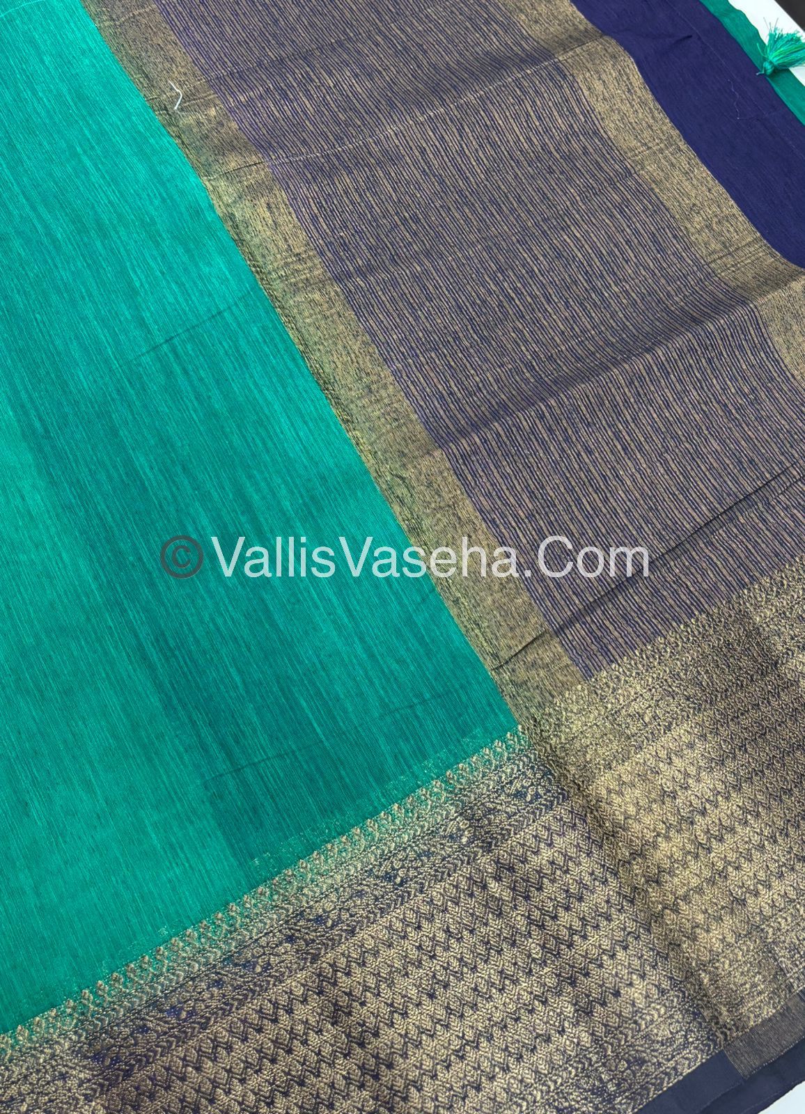 Bamboo Silk Saree - Blue With Navy Blue   Shade - VVBSS003