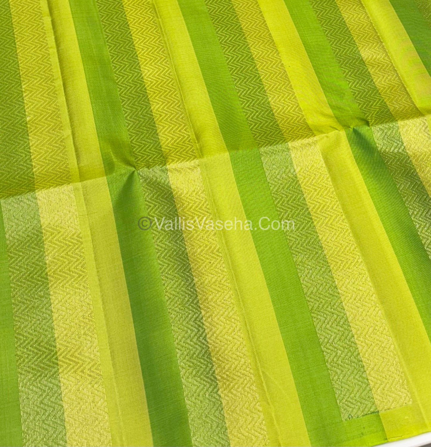 Pure Soft Silk Saree - Border Less  - Lemon Green & Green Shade - VVPSS068