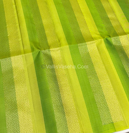 Pure Soft Silk Saree - Border Less  - Lemon Green & Green Shade - VVPSS068